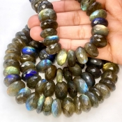 Labradorite 13-16mm Faceted Rondelle Shape AA Grade Gemstone Beads Strand - Total 1 Strand of 10 Inch.