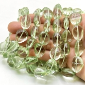Green Amethyst 11-20mm Smooth Nugget Shape AAA Grade Gemstone Beads Strand - Total 1 Strand of 16 Inch.
