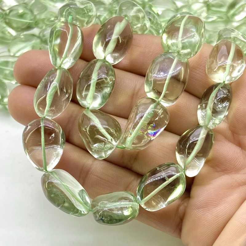 Green Amethyst 11-20mm Smooth Nugget Shape AAA Grade Gemstone Beads Strand - Total 1 Strand of 16 Inch.