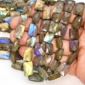 Labradorite 9-14mm Faceted Chicklet Shape AA Grade Gemstone Beads Strand - Total 1 Strand of 10 Inch.