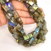 Labradorite 9-14mm Faceted Chicklet Shape AA Grade Gemstone Beads Strand - Total 1 Strand of 10 Inch.