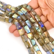 Labradorite 9-14mm Faceted Chicklet Shape AA Grade Gemstone Beads Strand - Total 1 Strand of 10 Inch.
