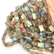 Labradorite 9-14mm Faceted Chicklet Shape AA Grade Gemstone Beads Strand - Total 1 Strand of 10 Inch.
