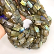Labradorite 9-14mm Faceted Chicklet Shape AA Grade Gemstone Beads Strand - Total 1 Strand of 10 Inch.