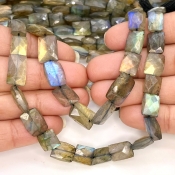 Labradorite 9-14mm Faceted Chicklet Shape AA Grade Gemstone Beads Strand - Total 1 Strand of 10 Inch.