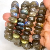 Labradorite 13-14.5mm Faceted Rondelle Shape AA Grade Gemstone Beads Strand - Total 1 Strand of 10 Inch.