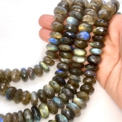 Labradorite 13-14.5mm Faceted Rondelle Shape AA Grade Gemstone Beads Strand - Total 1 Strand of 10 Inch.
