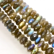 Labradorite 13-14.5mm Faceted Rondelle Shape AA Grade Gemstone Beads Strand - Total 1 Strand of 10 Inch.