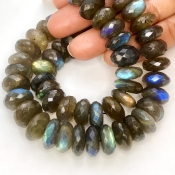 Labradorite 13-14.5mm Faceted Rondelle Shape AA Grade Gemstone Beads Strand - Total 1 Strand of 10 Inch.