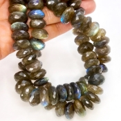 Labradorite 13-14.5mm Faceted Rondelle Shape AA Grade Gemstone Beads Strand - Total 1 Strand of 10 Inch.