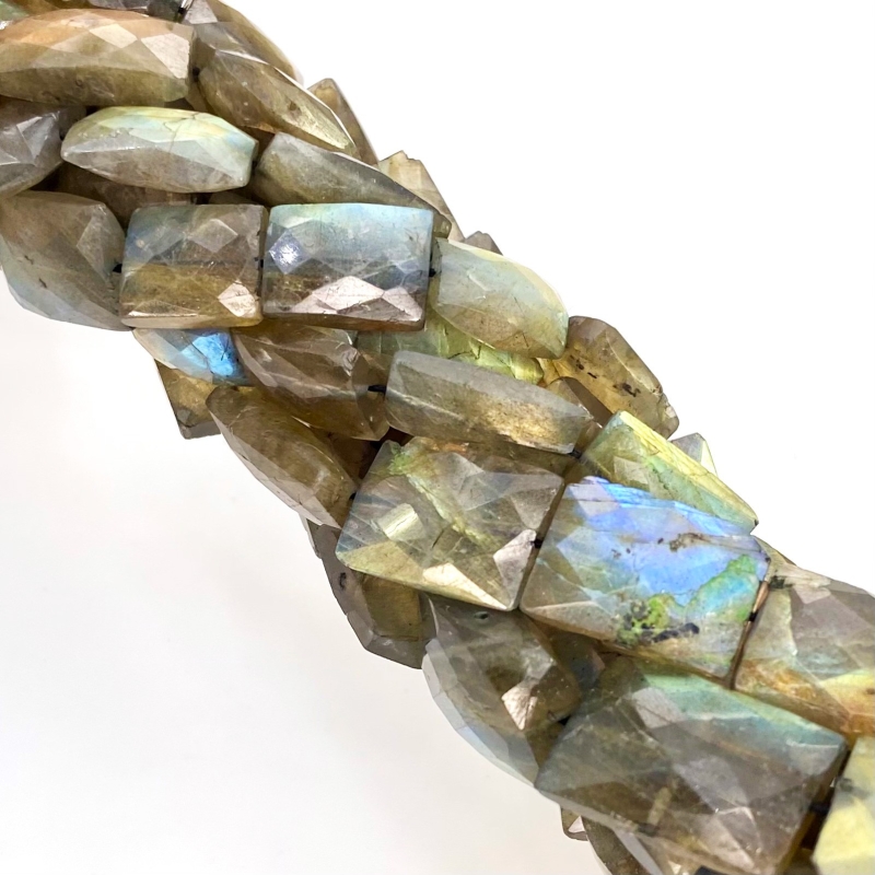 Labradorite 13.5-20mm Faceted Chicklet Shape AA Grade Gemstone Beads Strand - Total 1 Strand of 10 Inch.