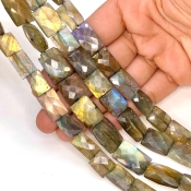 Labradorite 13.5-20mm Faceted Chicklet Shape AA Grade Gemstone Beads Strand - Total 1 Strand of 10 Inch.