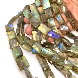 Labradorite 13.5-20mm Faceted Chicklet Shape AA Grade Gemstone Beads Strand - Total 1 Strand of 10 Inch.