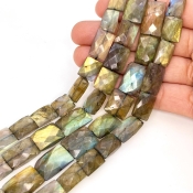 Labradorite 13.5-20mm Faceted Chicklet Shape AA Grade Gemstone Beads Strand - Total 1 Strand of 10 Inch.