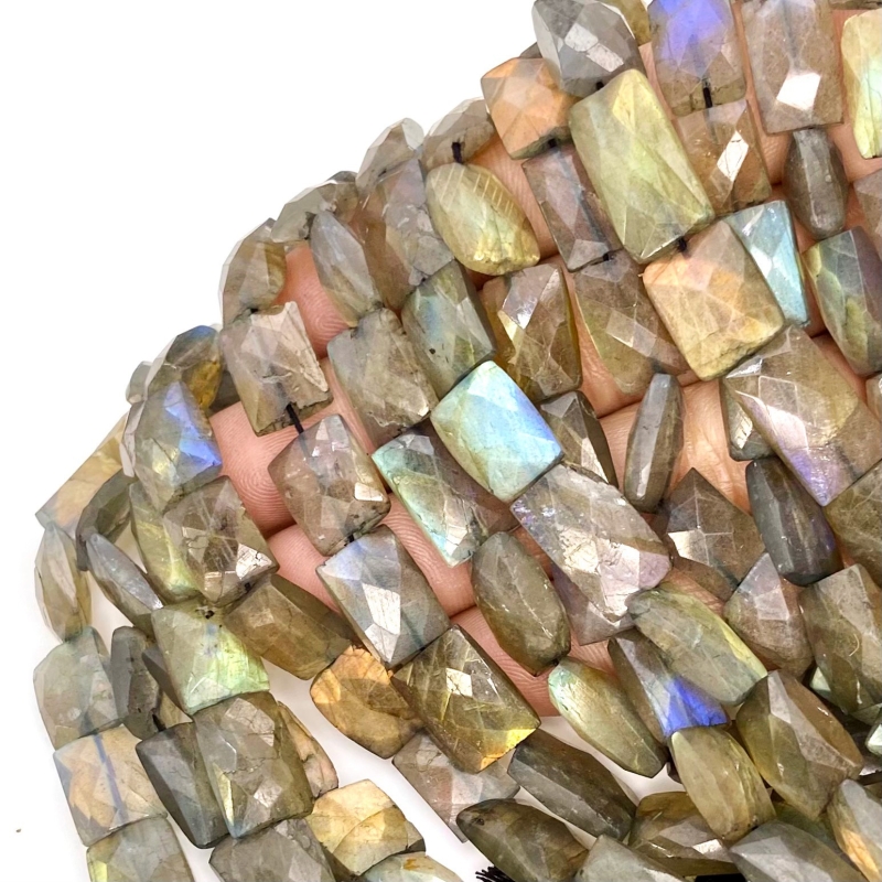 Labradorite 10-16mm Faceted Chicklet Shape AA Grade Gemstone Beads Strand - Total 1 Strand of 10 Inch.