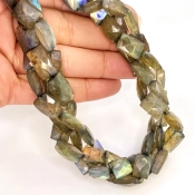Labradorite 10-16mm Faceted Chicklet Shape AA Grade Gemstone Beads Strand - Total 1 Strand of 10 Inch.