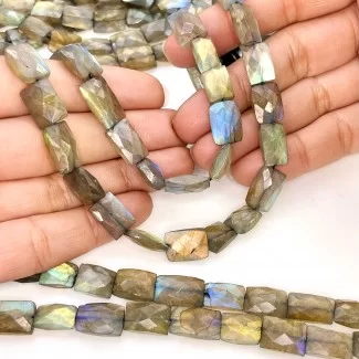 Labradorite 10-16mm Faceted Chicklet Shape AA Grade Gemstone Beads Strand - Total 1 Strand of 10 Inch.