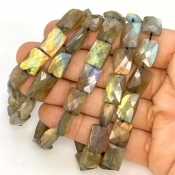 Labradorite 10-16mm Faceted Chicklet Shape AA Grade Gemstone Beads Strand - Total 1 Strand of 10 Inch.