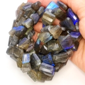 Labradorite 12-19mm Step Cut Nugget Shape AAA Grade Gemstone Beads Strand - Total 1 Strand of 16 Inch.
