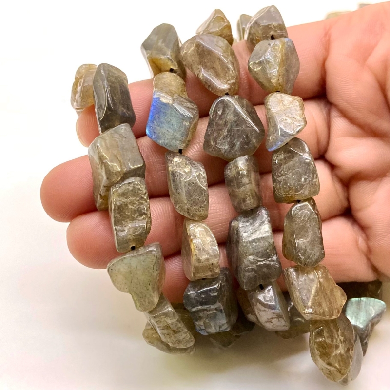 Labradorite 12-20mm Rough Cut Nugget Shape AA Grade Gemstone Beads Strand - Total 1 Strand of 13 Inch.