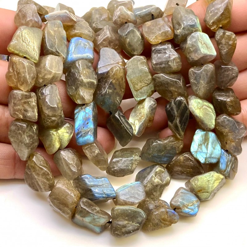 Labradorite 12-20mm Rough Cut Nugget Shape AA Grade Gemstone Beads Strand - Total 1 Strand of 13 Inch.