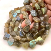 Labradorite 12-20mm Rough Cut Nugget Shape AA Grade Gemstone Beads Strand - Total 1 Strand of 13 Inch.