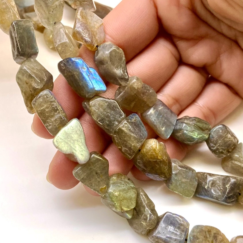 Labradorite 12-20mm Rough Cut Nugget Shape AA Grade Gemstone Beads Strand - Total 1 Strand of 13 Inch.