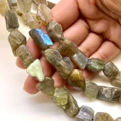 Labradorite 12-20mm Rough Cut Nugget Shape AA Grade Gemstone Beads Strand - Total 1 Strand of 13 Inch.