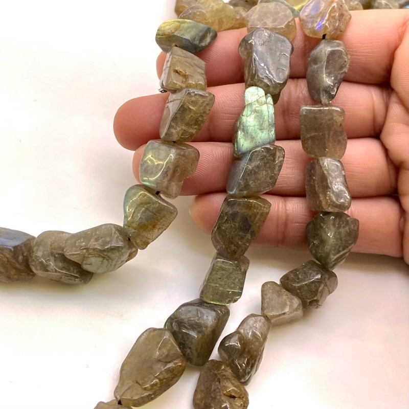Labradorite 12-20mm Rough Cut Nugget Shape AA Grade Gemstone Beads Strand - Total 1 Strand of 13 Inch.