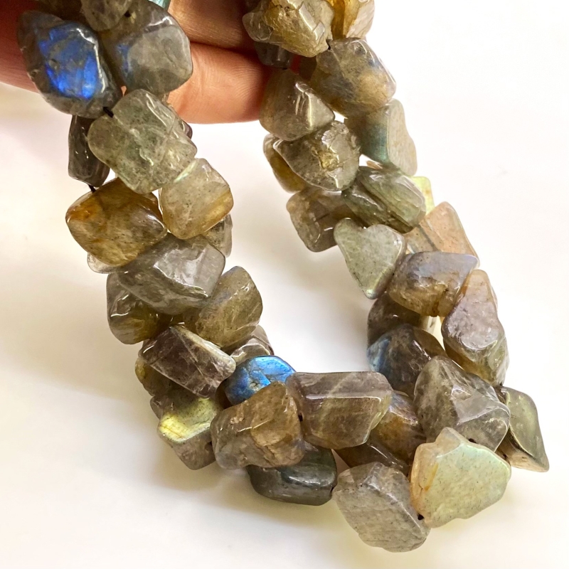 Labradorite 12-20mm Rough Cut Nugget Shape AA Grade Gemstone Beads Strand - Total 1 Strand of 13 Inch.