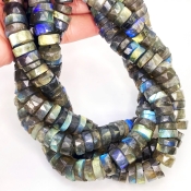 Labradorite 9-11mm Faceted Wheel Shape AA+ Grade Gemstone Beads Strand - Total 1 Strand of 13 Inch.