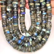 Labradorite 9-11mm Faceted Wheel Shape AA+ Grade Gemstone Beads Strand - Total 1 Strand of 13 Inch.