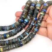 Labradorite 9-11mm Faceted Wheel Shape AA+ Grade Gemstone Beads Strand - Total 1 Strand of 13 Inch.