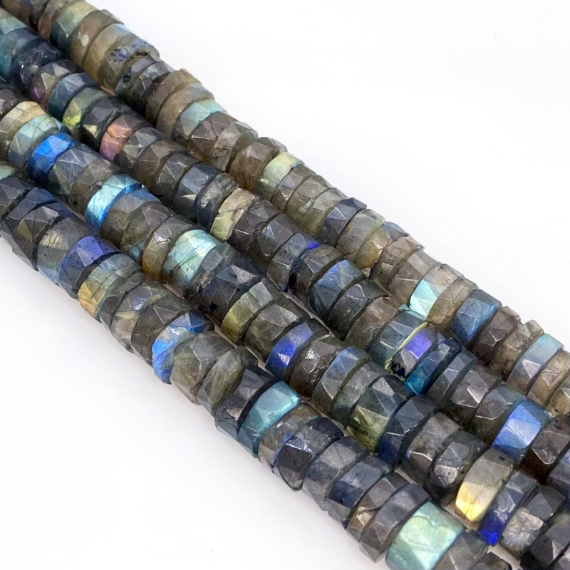 Labradorite 9-11mm Faceted Wheel Shape AA+ Grade Gemstone Beads Strand - Total 1 Strand of 13 Inch.