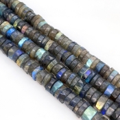 Labradorite 9-11mm Faceted Wheel Shape AA+ Grade Gemstone Beads Strand - Total 1 Strand of 13 Inch.