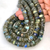 Labradorite 9-11mm Faceted Wheel Shape AA+ Grade Gemstone Beads Strand - Total 1 Strand of 13 Inch.