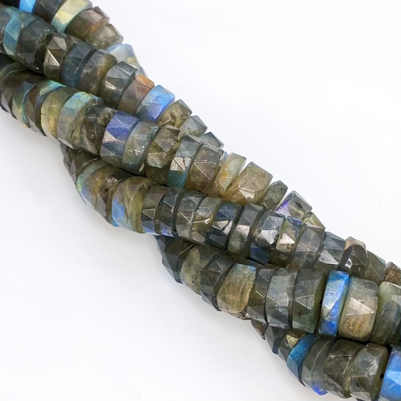Labradorite 9-11mm Faceted Wheel Shape AA+ Grade Gemstone Beads Strand - Total 1 Strand of 13 Inch.