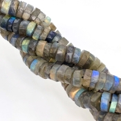Labradorite 8-9mm Faceted Wheel Shape AA+ Grade Gemstone Beads Strand - Total 1 Strand of 16 Inch.