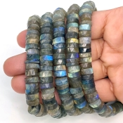 Labradorite 8-9mm Faceted Wheel Shape AA+ Grade Gemstone Beads Strand - Total 1 Strand of 16 Inch.