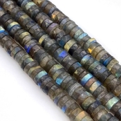 Labradorite 8-9mm Faceted Wheel Shape AA+ Grade Gemstone Beads Strand - Total 1 Strand of 16 Inch.