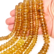 Beer Quartz 5.5-12mm Faceted Rondelle Shape AA+ Grade Gemstone Beads Lot - Total 6 Strands of 9 Inch.