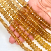 Beer Quartz 5.5-12mm Faceted Rondelle Shape AA+ Grade Gemstone Beads Lot - Total 6 Strands of 9 Inch.