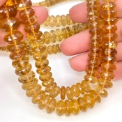 Beer Quartz 5.5-12mm Faceted Rondelle Shape AA+ Grade Gemstone Beads Lot - Total 6 Strands of 9 Inch.