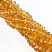 Beer Quartz 5.5-12mm Faceted Rondelle Shape AA+ Grade Gemstone Beads Lot - Total 6 Strands of 9 Inch.