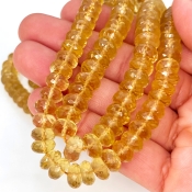 Beer Quartz 8-9.5mm Faceted Rondelle Shape AA+ Grade Gemstone Beads Lot - Total 5 Strands of 9 Inch.