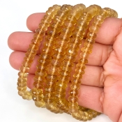 Beer Quartz 6-9mm Faceted Rondelle Shape AA+ Grade Gemstone Beads Lot - Total 5 Strands of 9 Inch.