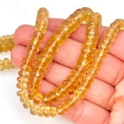 Beer Quartz 6-9mm Faceted Rondelle Shape AA+ Grade Gemstone Beads Lot - Total 5 Strands of 9 Inch.