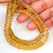 Beer Quartz 6-9mm Faceted Rondelle Shape AA+ Grade Gemstone Beads Lot - Total 5 Strands of 9 Inch.