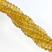 Beer Quartz 6-9mm Faceted Rondelle Shape AA+ Grade Gemstone Beads Lot - Total 5 Strands of 9 Inch.