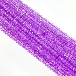 Brazilian Amethyst 2.5mm Micro Faceted Rondelle Shape AAA Grade Gemstone Beads Strand - Total 1 Strand of 13 Inch.